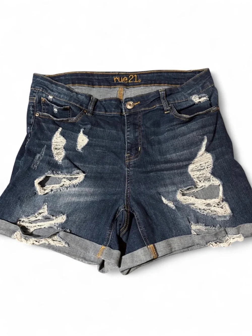 Rue21 High Rise Distressed Denim Shorts Size 14
